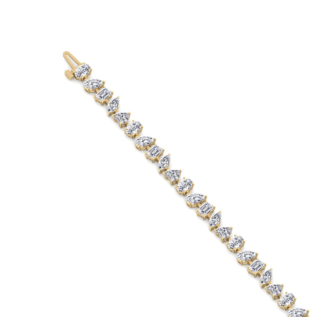 Multi Stone Lab Grown Diamond Tennis Bracelet Yellow Gold