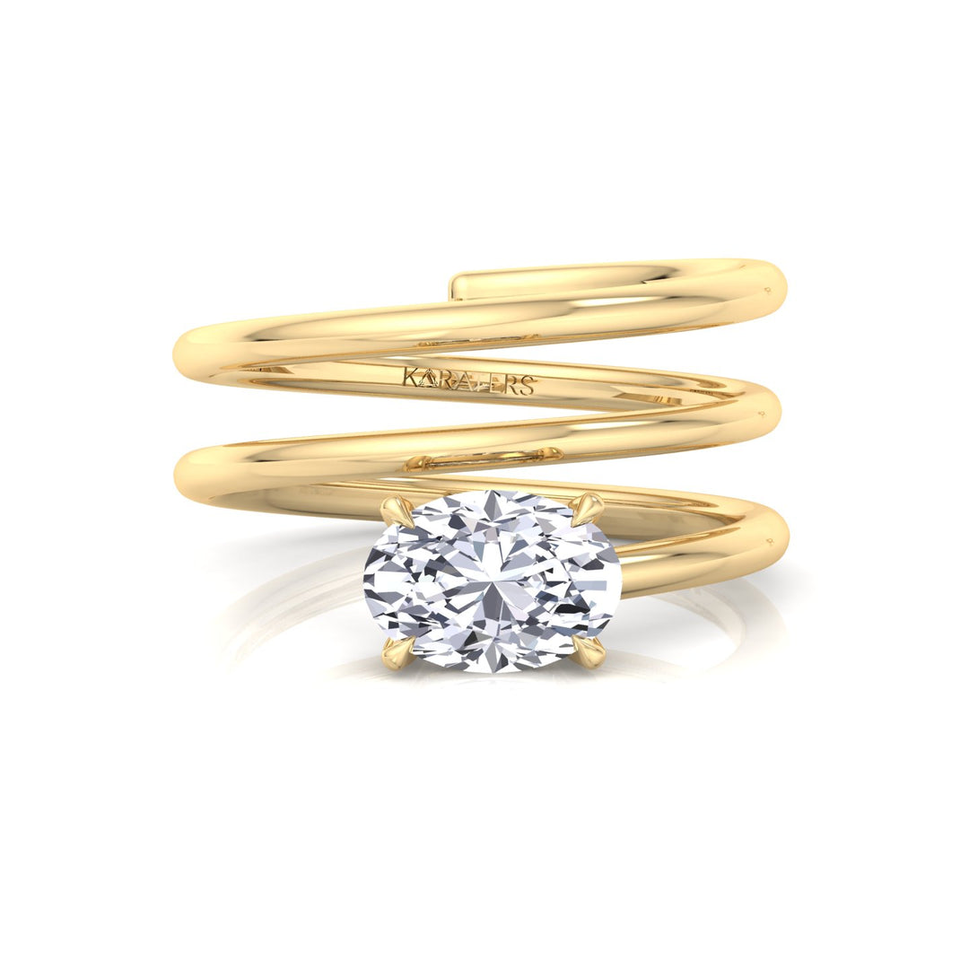 YG Oval Shape Spiral Lab Grown Diamond Ring 2
