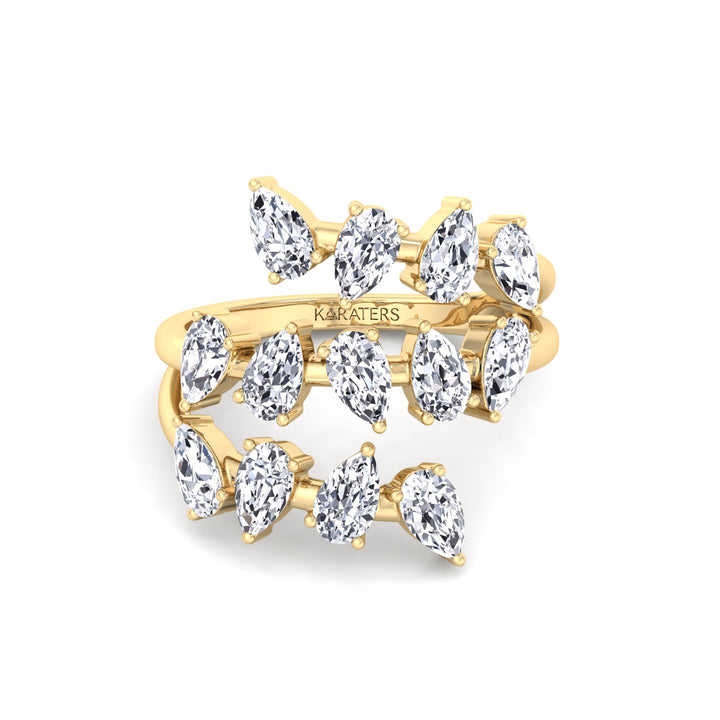 Pear Shape Lab-Grown Diamond Wrap Ring YG 4