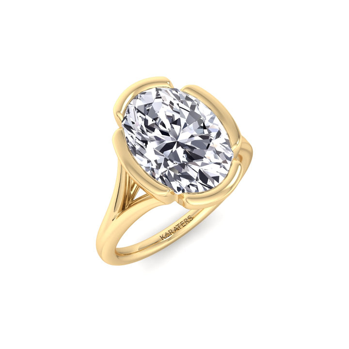 Oval Shape Lab-Grown Diamond Split Band Engagement Ring YG