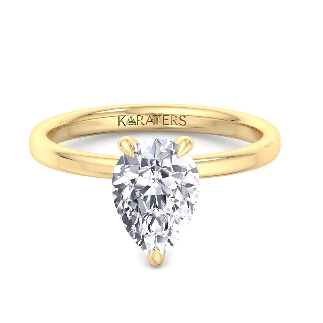 Pear Shape Lab Grown Diamond Engagement Ring with Sidestones