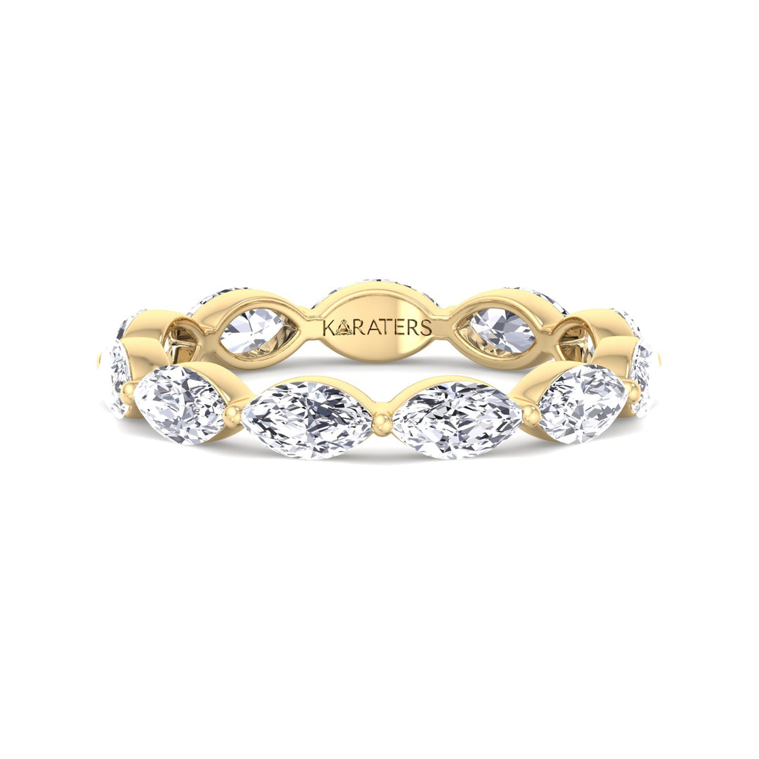 East West Marquise Shape Lab Grown Diamond Eternity Band Yellow Gold 18K