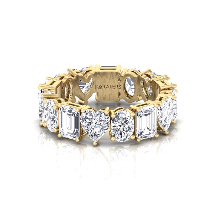 Mixed Shape Lab Grown Diamond Eternity Band-2CT-3CT-4CT-5CT-18K-Yellow Gold