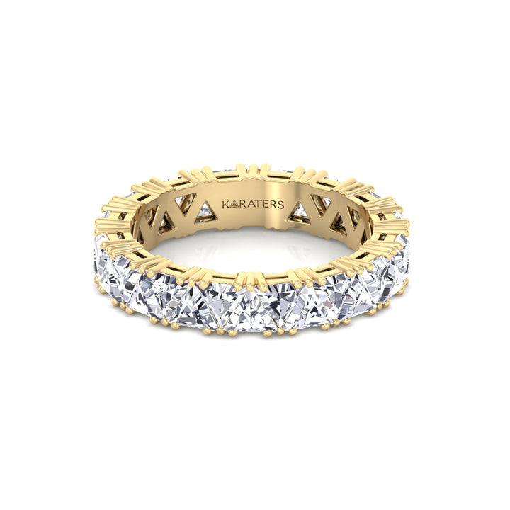 Trillion Cut Lab Grown Diamond Eternity Band Yellow Gold 14K