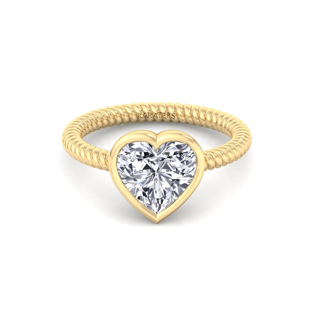 Heart Shape Twisted Rope Band Lab  Diamond Ring YG 3