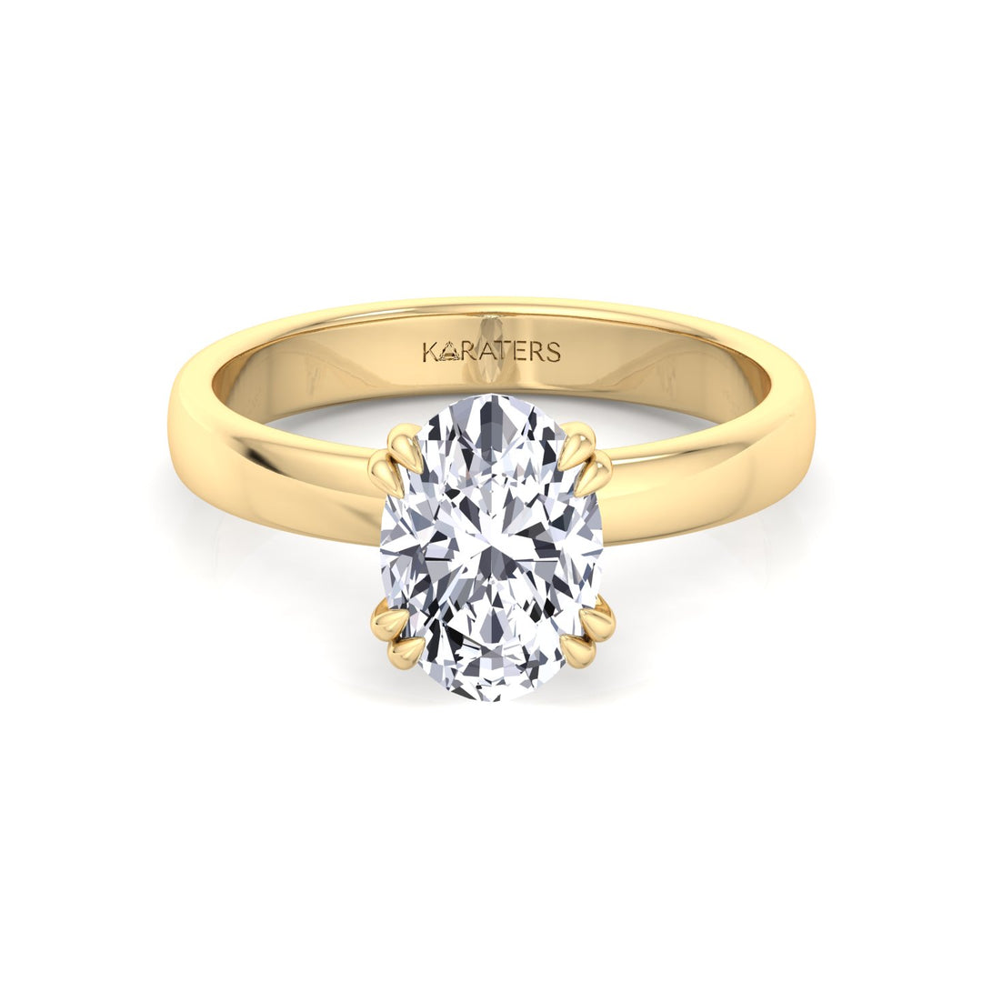 YG Oval Shape Double Claw Prong Lab Grown Diamond Ring 3