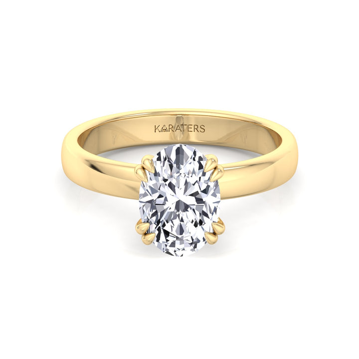 YG Oval Shape Double Claw Prong Lab Grown Diamond Ring 3