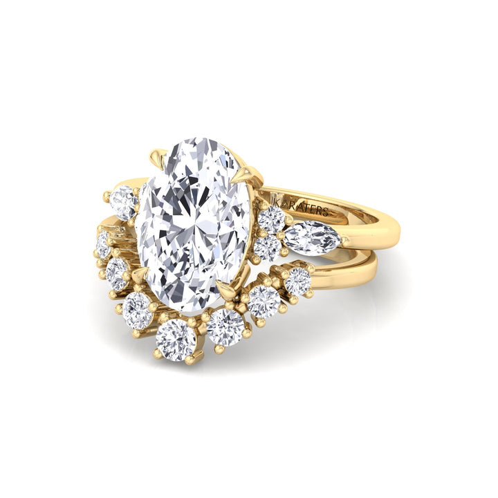 3.63CT Total Weight Oval with Side Stones Grown Diamond Wedding Set  Yellow Gold 14K 