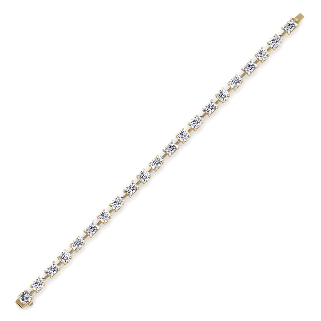 Multi Shape Lab Grown Diamond Tennis Bracelet 14K Solid Gold (Round, Pear & Emerald)