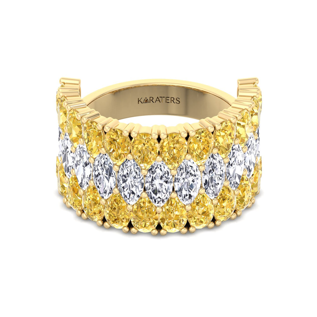 Pear Shape Fancy Yellow and Marquise Lab-Grown Diamond Cocktail Ring  YG  2