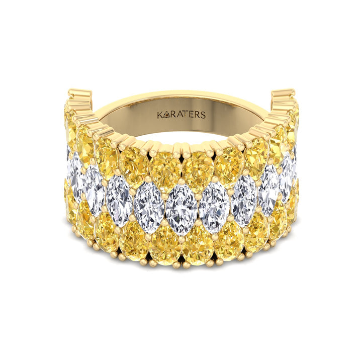 Pear Shape Fancy Yellow and Marquise Lab-Grown Diamond Cocktail Ring  YG  2
