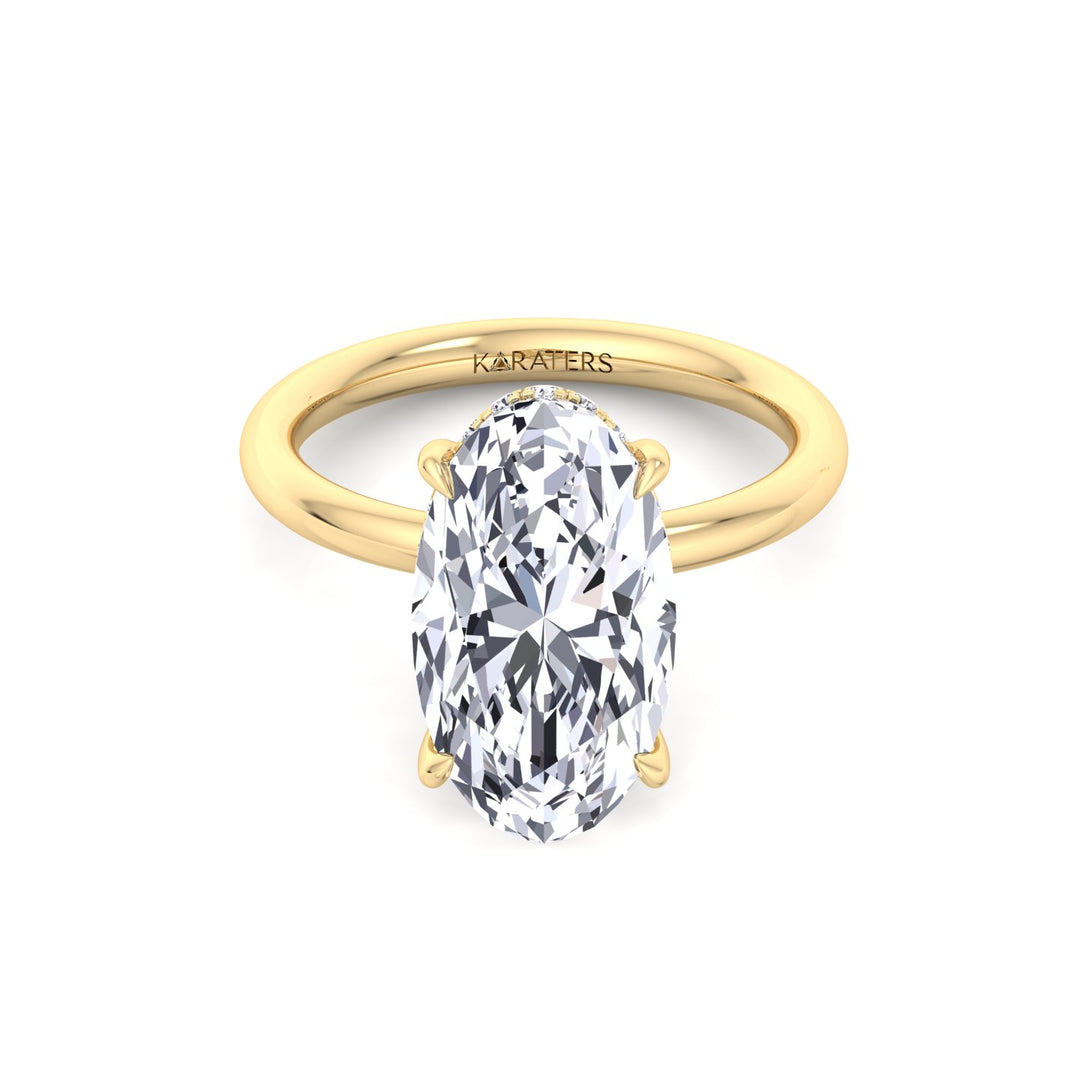 Moval Lab Grown Diamond Engagement Ring with Hidden Halo Yellow Gold 14K