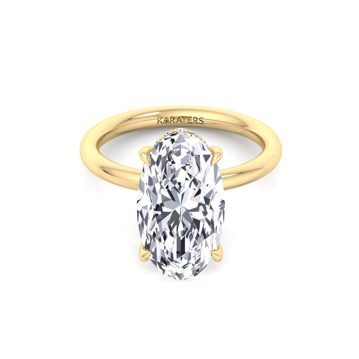 Moval Lab Grown Diamond Engagement Ring with Hidden Halo Yellow Gold 14K