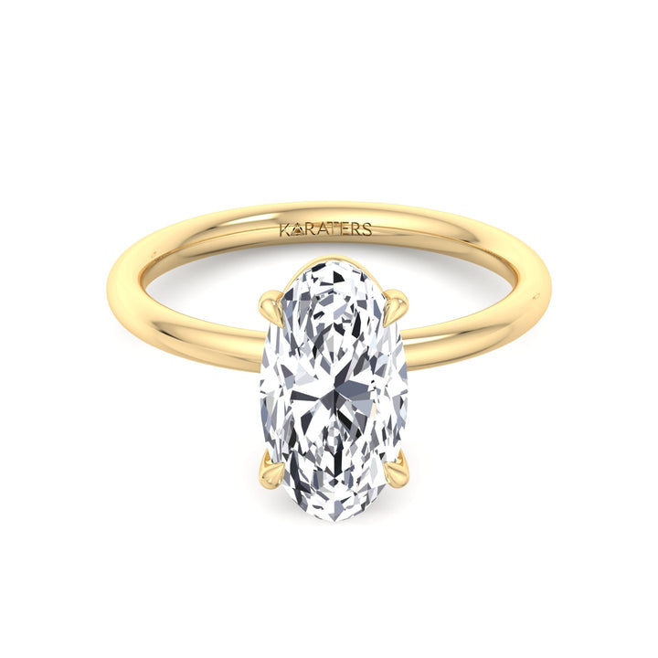 Moval Solitaire Lab-Grown Diamond Engagement Ring Yellow Gold 14K
