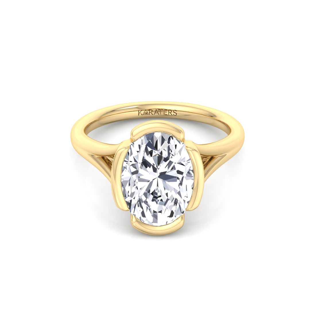 Oval Shape Lab-Grown Diamond Split Band Engagement Ring YG 3