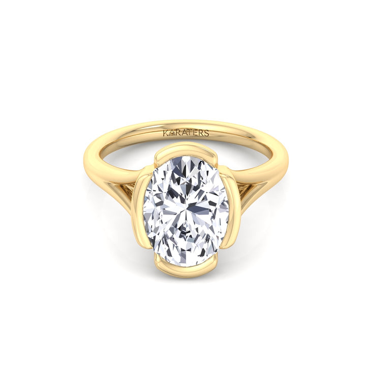 Oval Shape Lab-Grown Diamond Split Band Engagement Ring YG 3