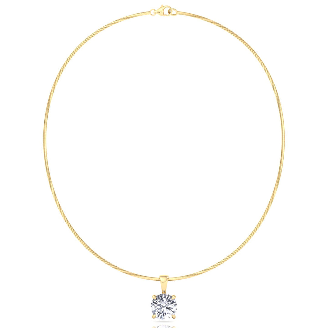 Round-Cut Lab Grown Diamond Necklace on A Omega Chain-4CT