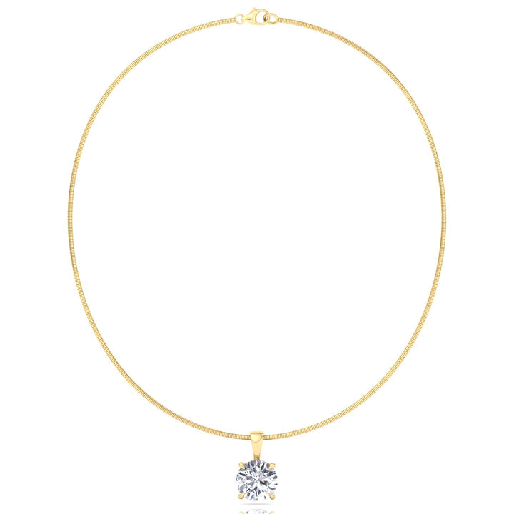 Round-Cut Lab Grown Diamond Necklace on A Omega Chain-4CT