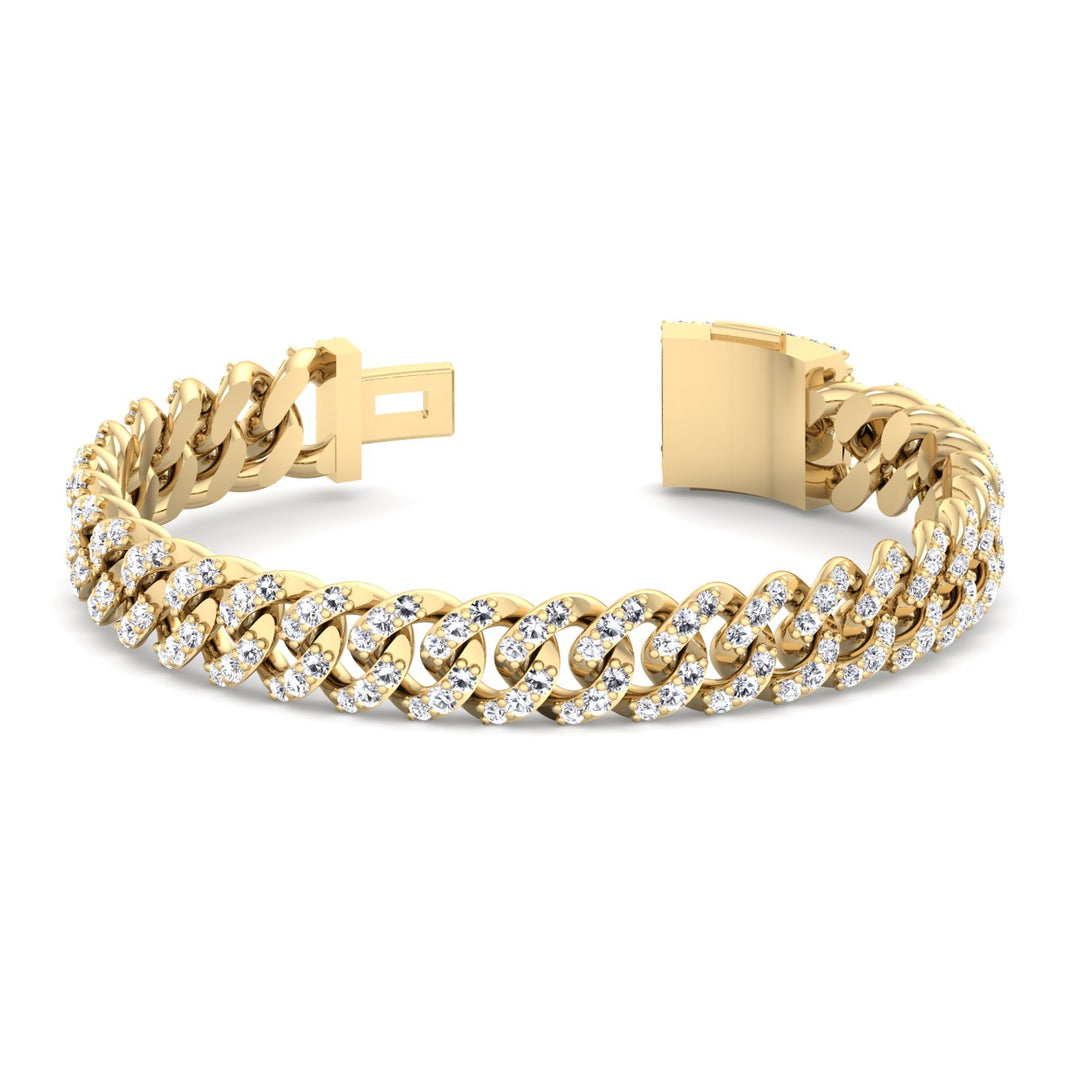 Lab Grown Diamond Cuban Link Bracelet 14K Solid Gold