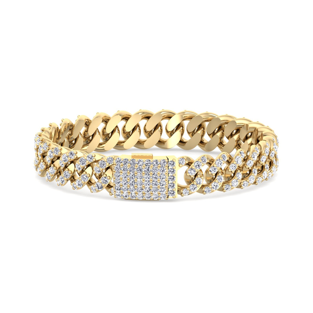 Lab Grown Diamond Cuban Link Bracelet 18K Solid Gold