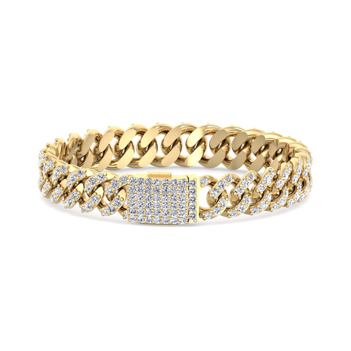 Lab Grown Diamond Cuban Link Bracelet 14K Solid Gold