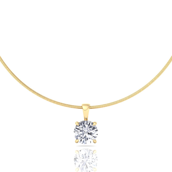 Round-Cut Lab Grown Diamond Necklace on A Omega Chain- 3CT