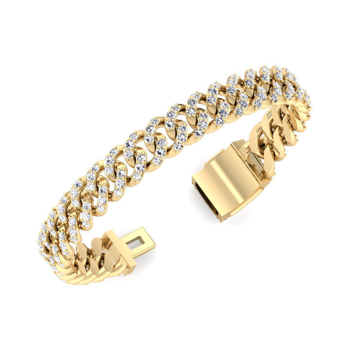 Lab Grown Diamond Cuban Link Bracelet 18K Solid Gold