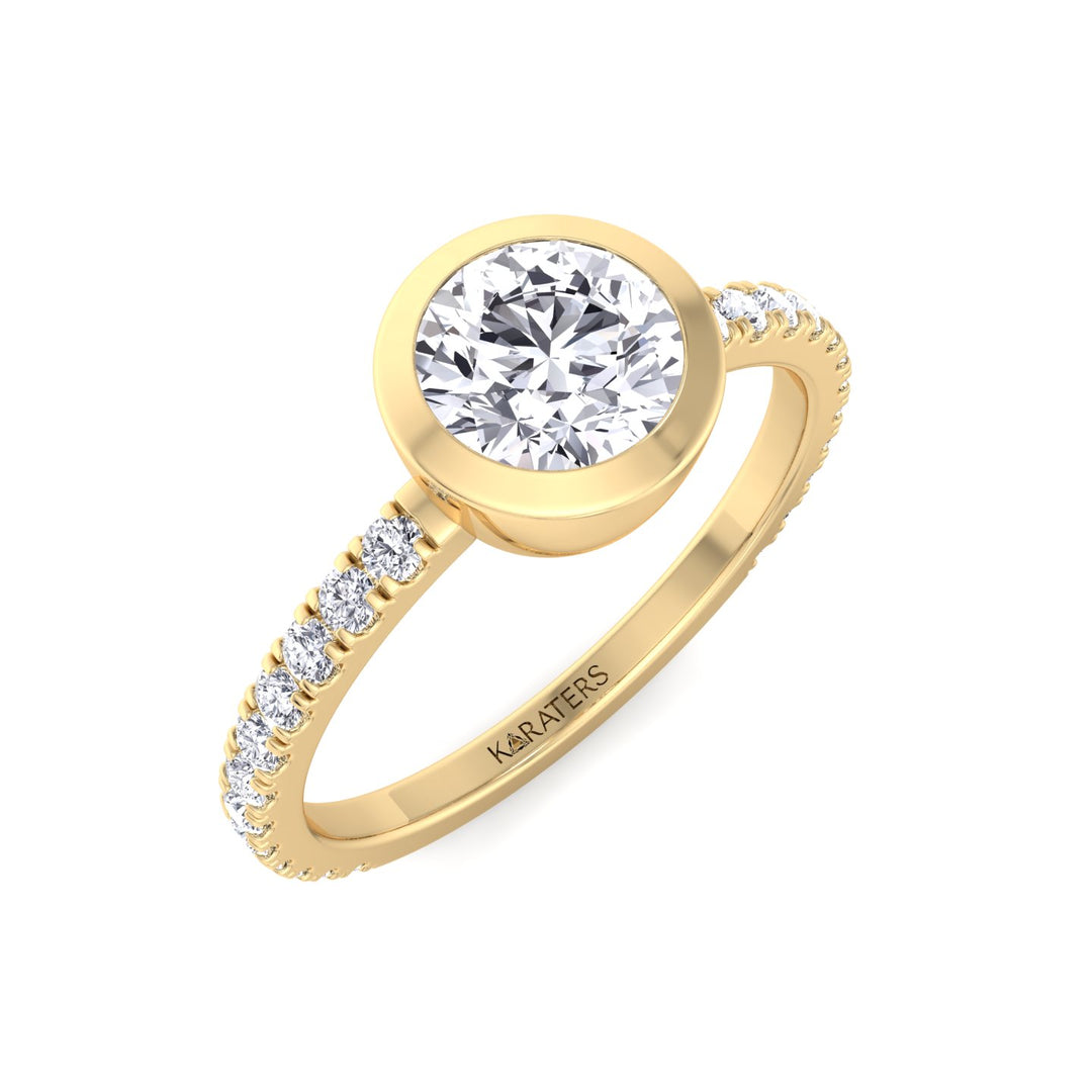 Yellow Gold Bezel Set Diamond Engagement Ring
