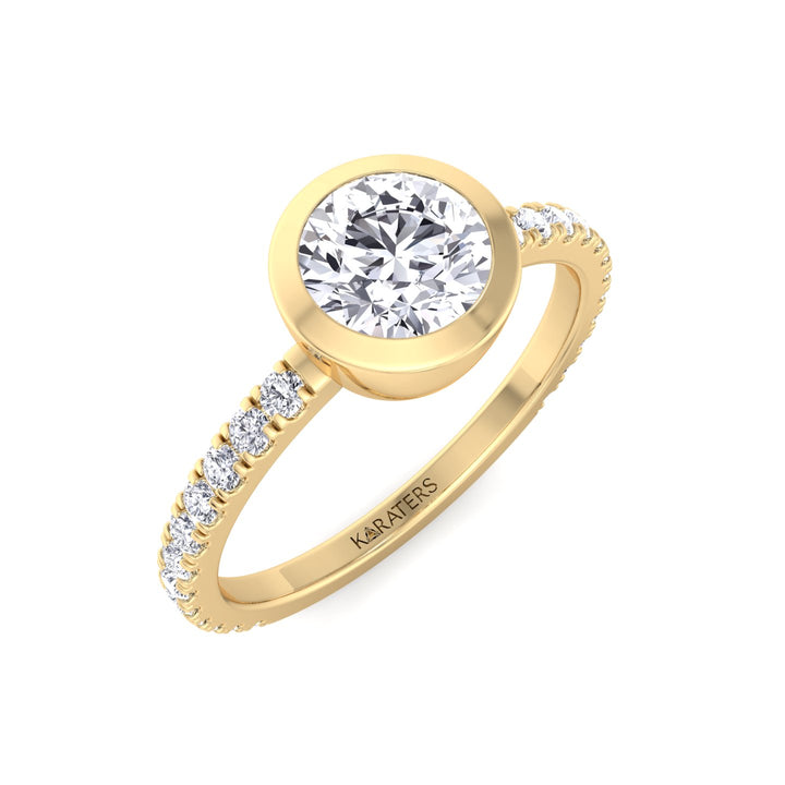 Yellow Gold Bezel Set Diamond Engagement Ring