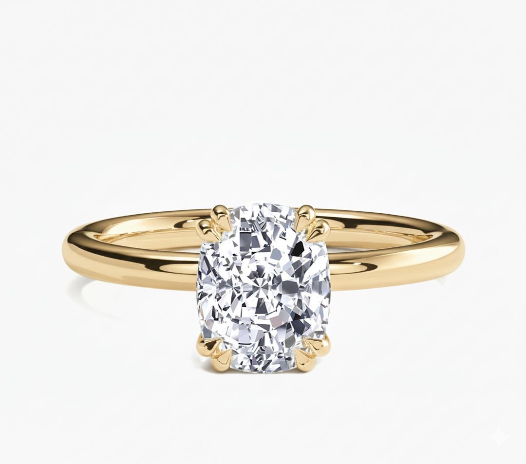 Elongated Cushion Cut Solitaire Lab Grown Diamond Engagement Ring