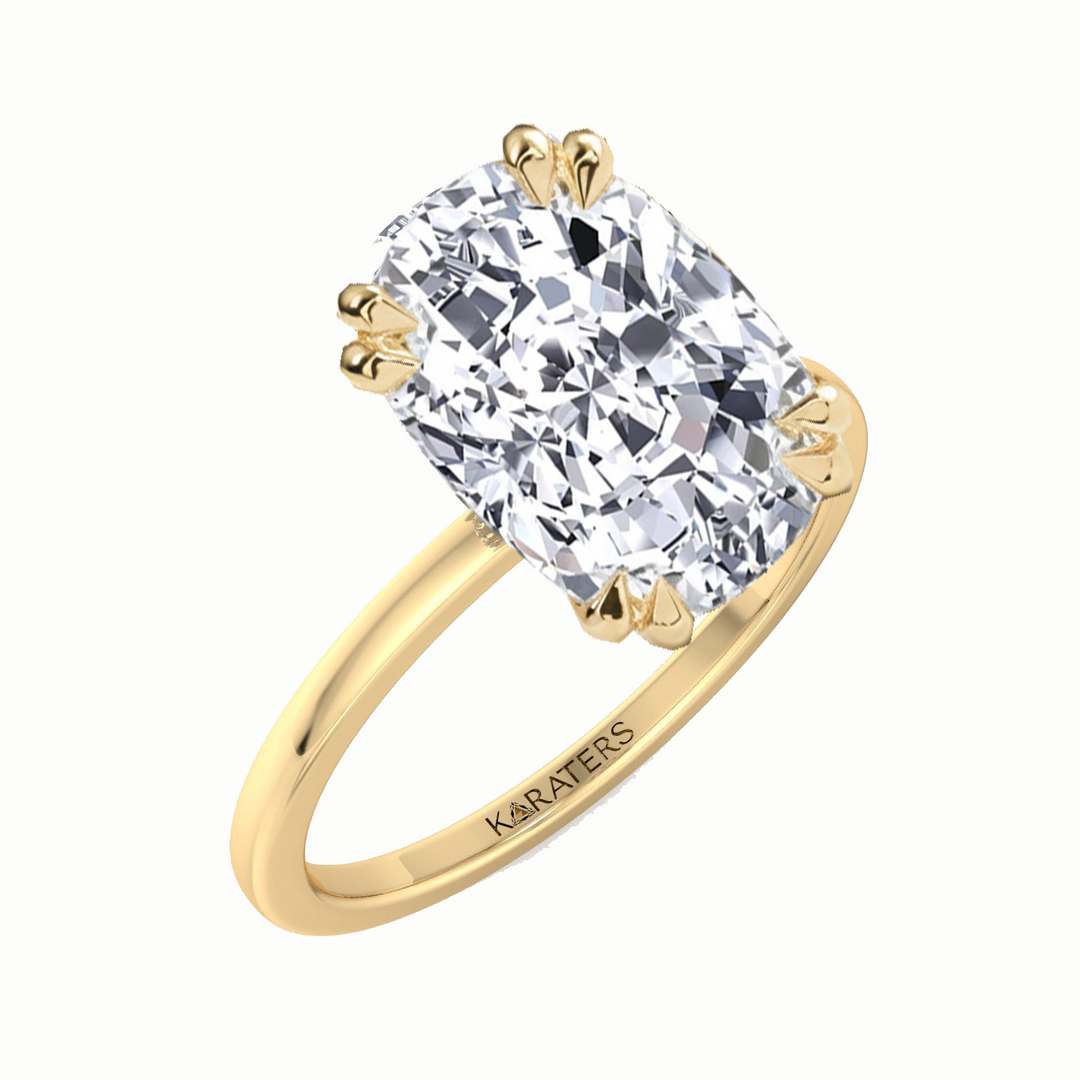 Elongated Cushion Cut Solitaire Lab Grown Diamond Engagement Ring