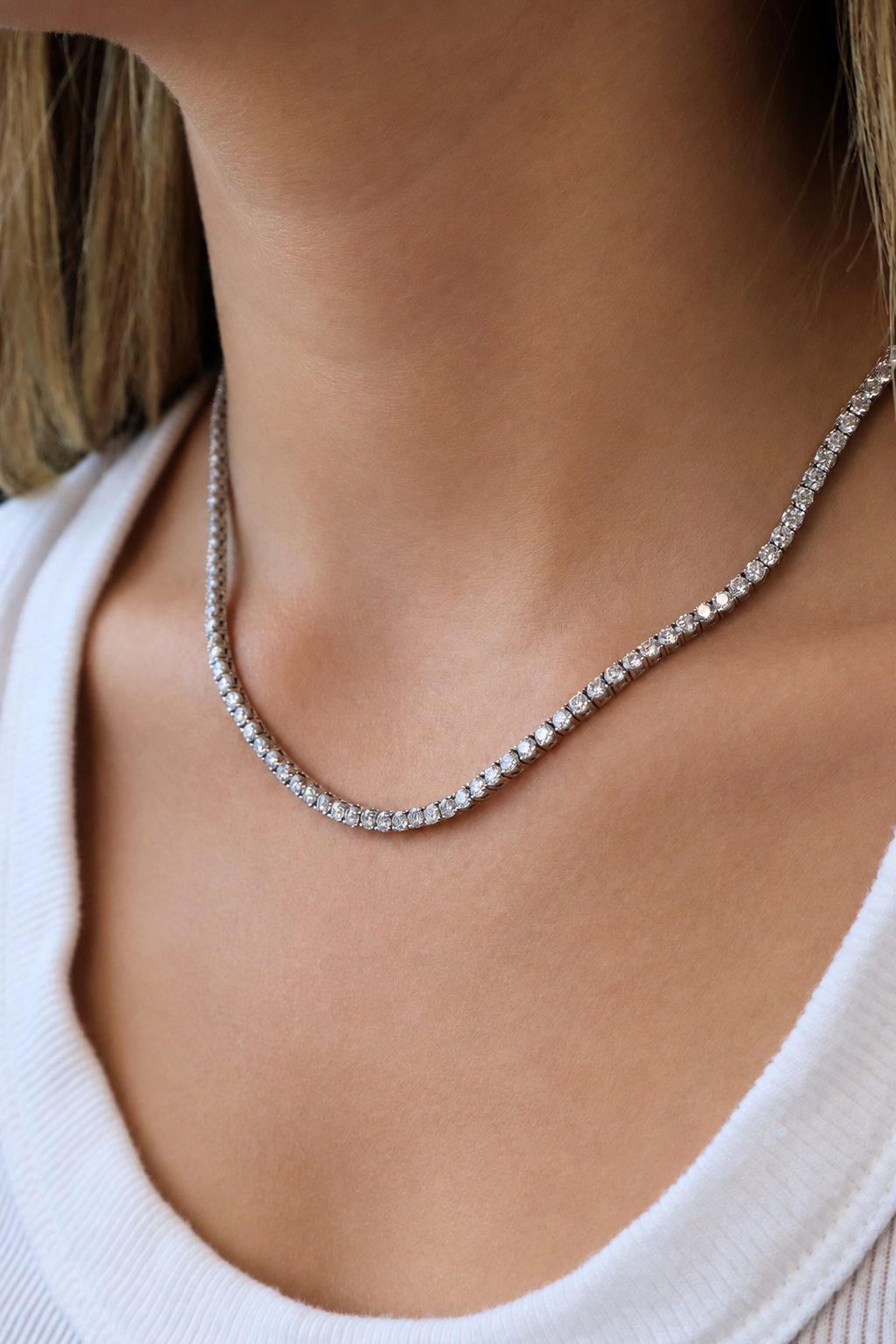 b 4-Prong Lab-Grown Diamond Tennis Necklace