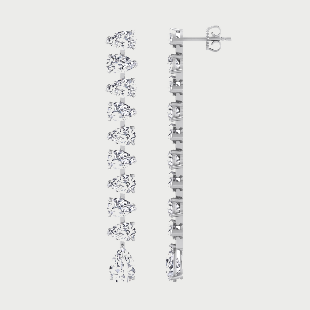 Pear Shape Tennis Drop Earrings Lab Grown Diamond