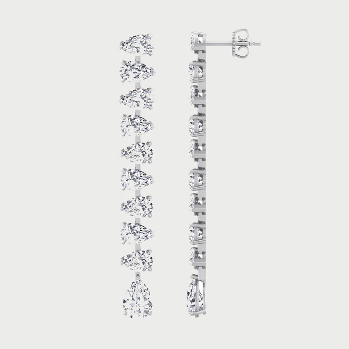 Pear Shape Tennis Drop Earrings Lab Grown Diamond