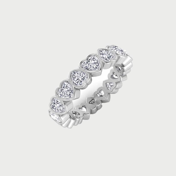 Heart Shape Bezel Set Lab Grown Diamond Eternity Band