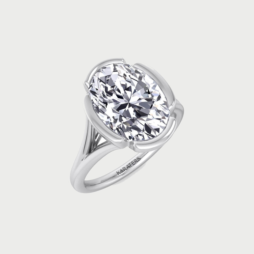 Oval Shape Lab-Grown Diamond Split Band Engagement Ring WG