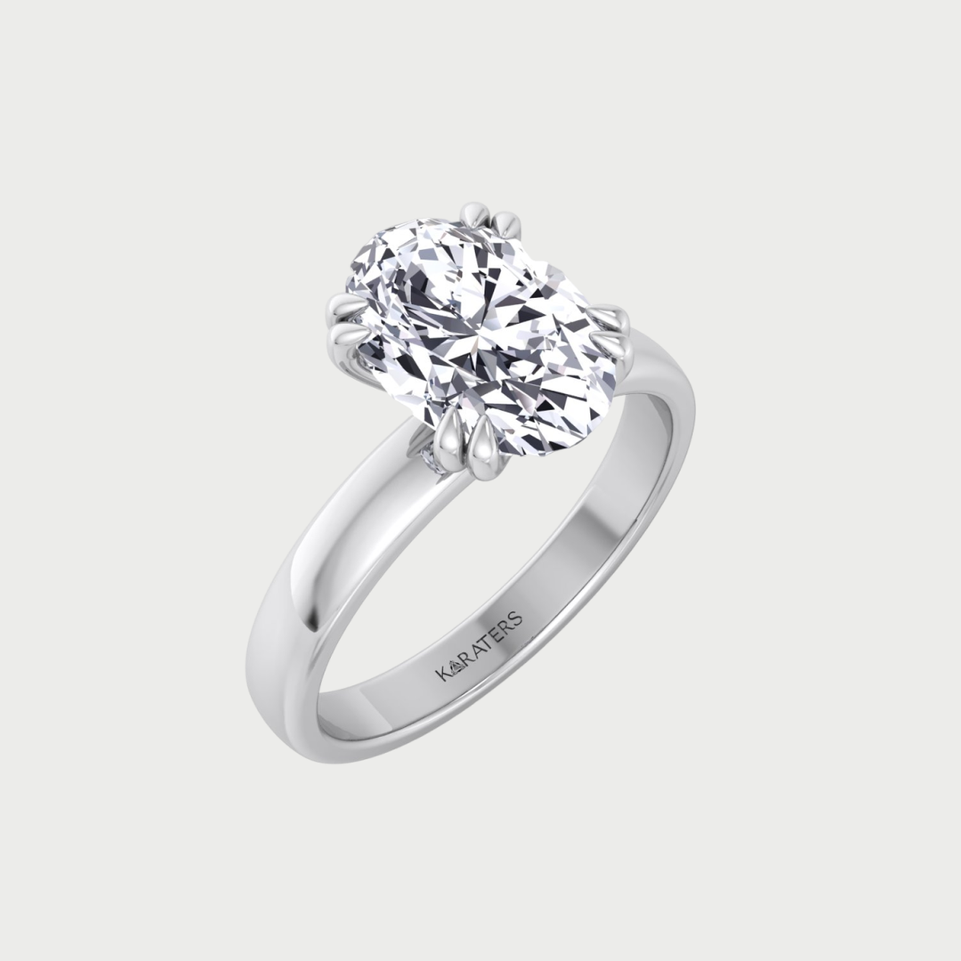 WG Oval Shape Double Claw Prong Lab Grown Diamond Ring