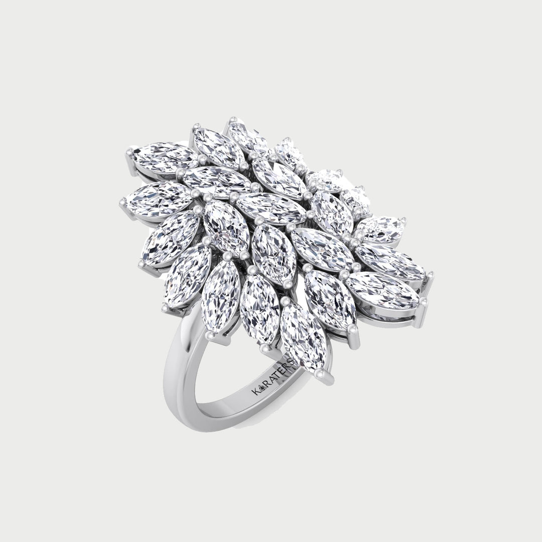Marquise Cut Cluster Lab Grown Diamond Ring