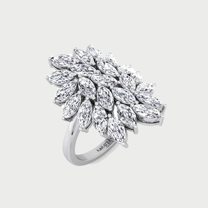 Marquise Cut Cluster Lab Grown Diamond Ring