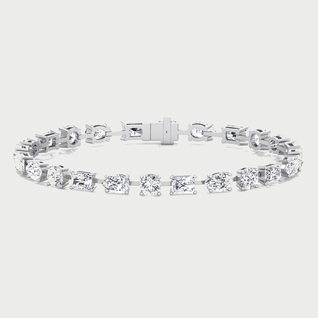 Round, Emerald & Pear Shape Lab-Grown Diamond Tennis Bracelet WG
