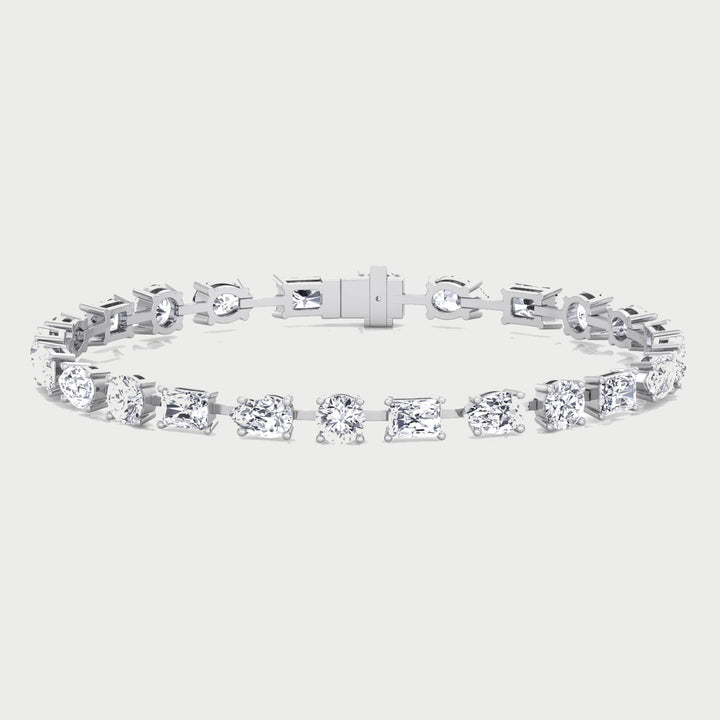 Round, Emerald & Pear Shape Lab-Grown Diamond Tennis Bracelet WG