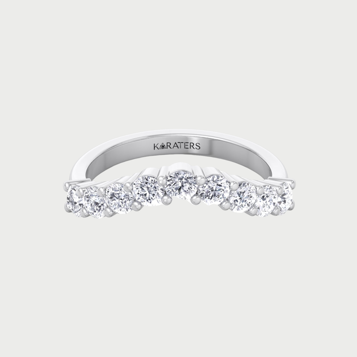 WG Round Cut Curved Lab Grown Diamond Eternity Band