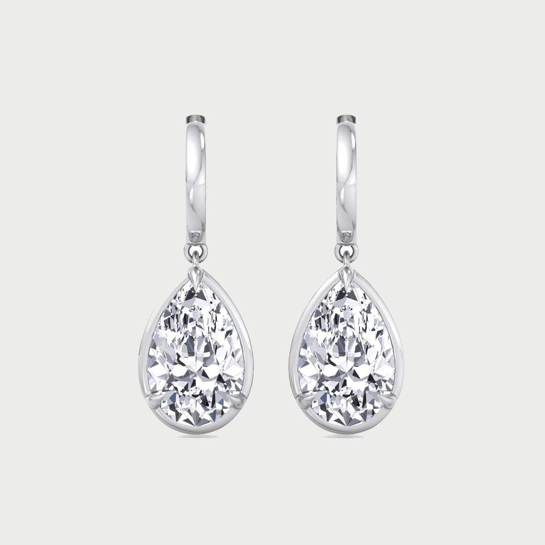 Pear Shape Lab Grown Diamond Drop Earrings WG