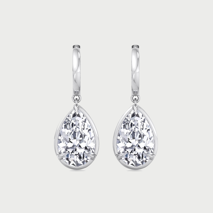Pear Shape Lab Grown Diamond Drop Earrings WG