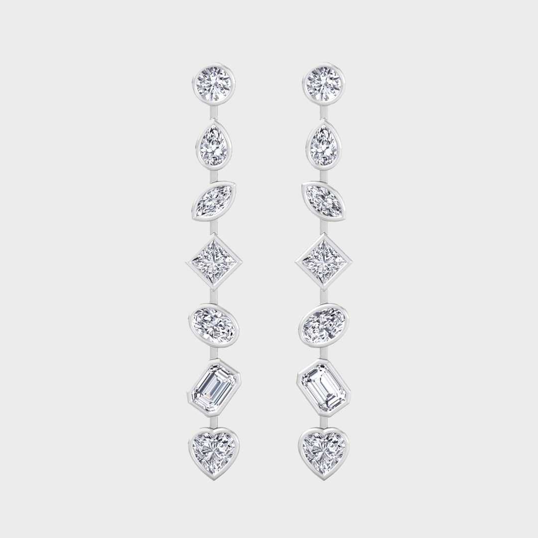 Multi Stone Bezel Tennis Earrings Lab Grown Diamond