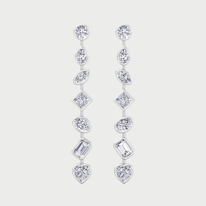 Multi Stone Bezel Tennis Earrings Lab Grown Diamond