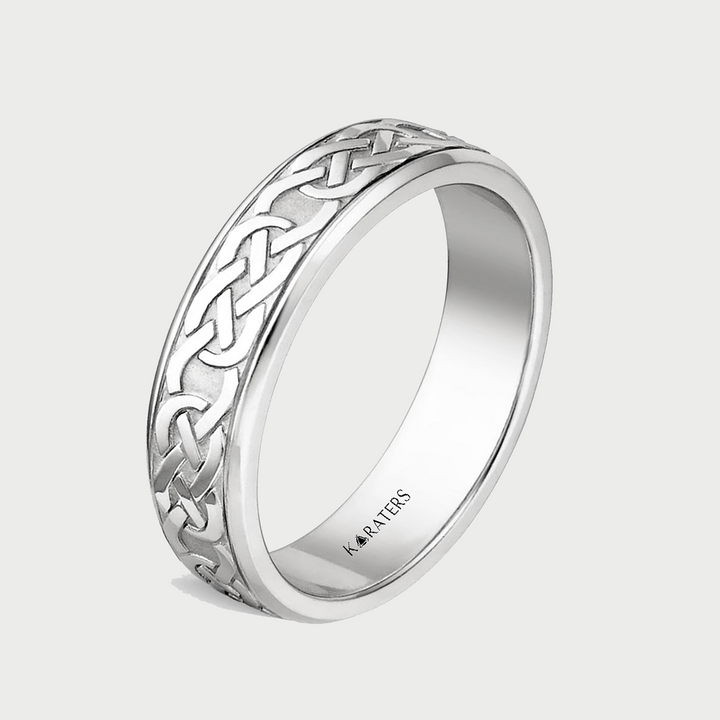 Eternity Knot Pattern Men's Solid Gold Band