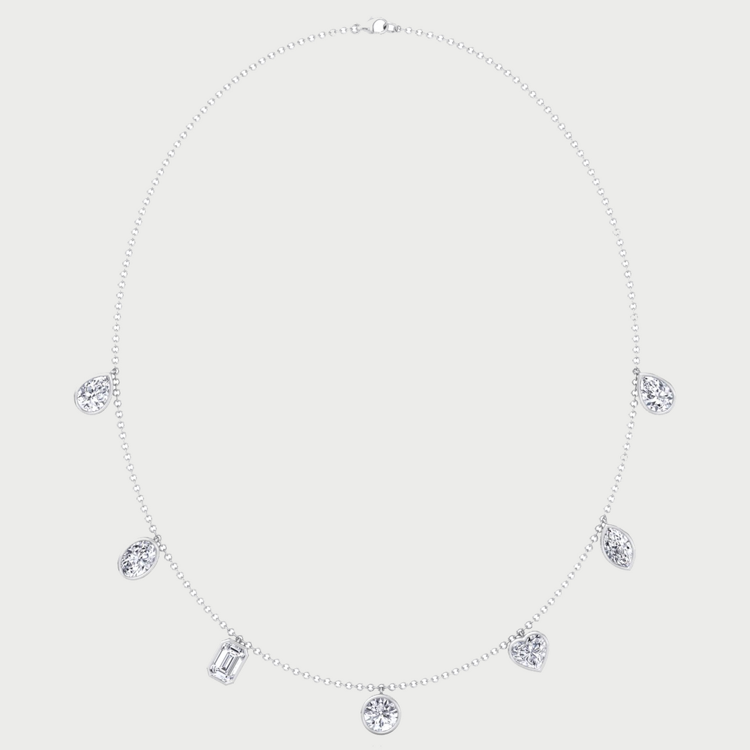 Multi Shape Bezel Set Lab Grown Diamond Necklace