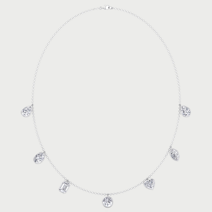 Multi Shape Bezel Set Lab Grown Diamond Necklace