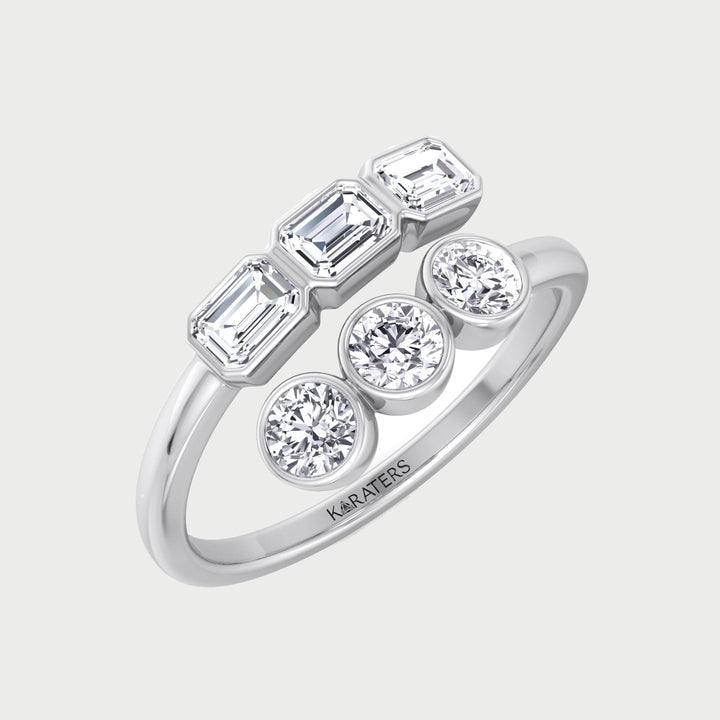 Round & Emerald Shape Wrap Around Lab-Grown Diamond Eternity Band